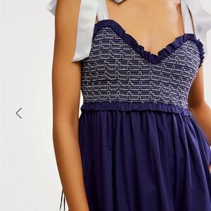 Free People Blue Dress with Grey Ribbon Straps